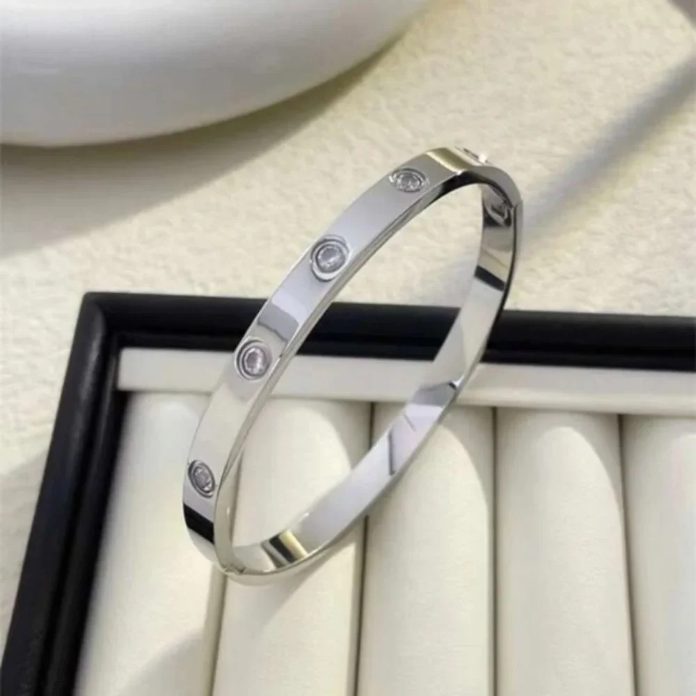 Sparkling Splendor Silver Rhinestone Bangle - Picture 1 of 5